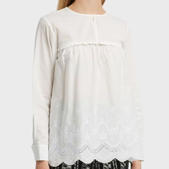 Tops - PAUL & JOE SISTER Trianon Eyelet Detail Cotton Top In White Size L